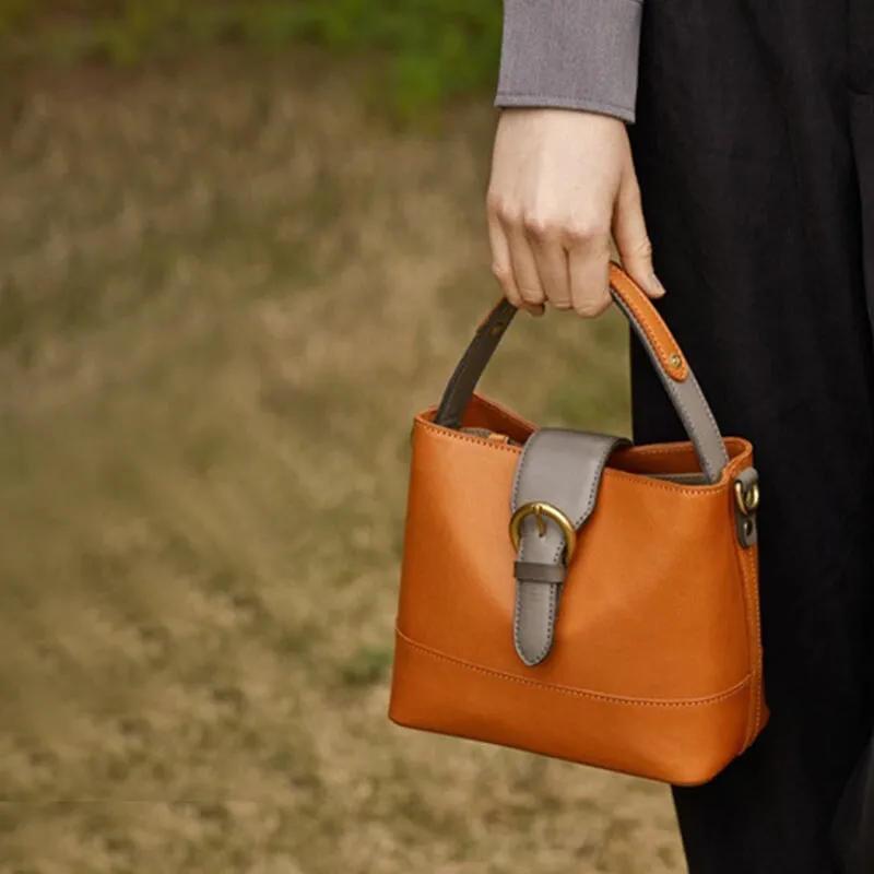 Vintage  Vegetable Tanned Cowhide Leather Crossbody Bag