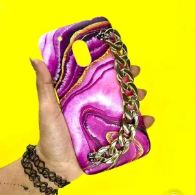 Violet Fluid Golden Chain Phone Cover