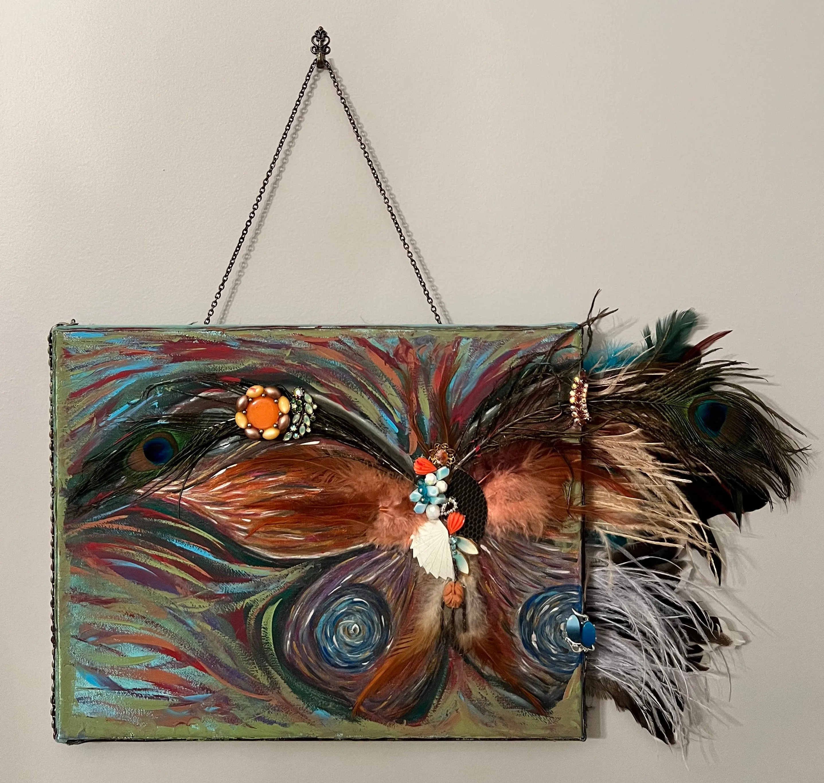 WALL ART - Fly Fly Butterfly Vintage Jeweled Mixed Media Wall Art