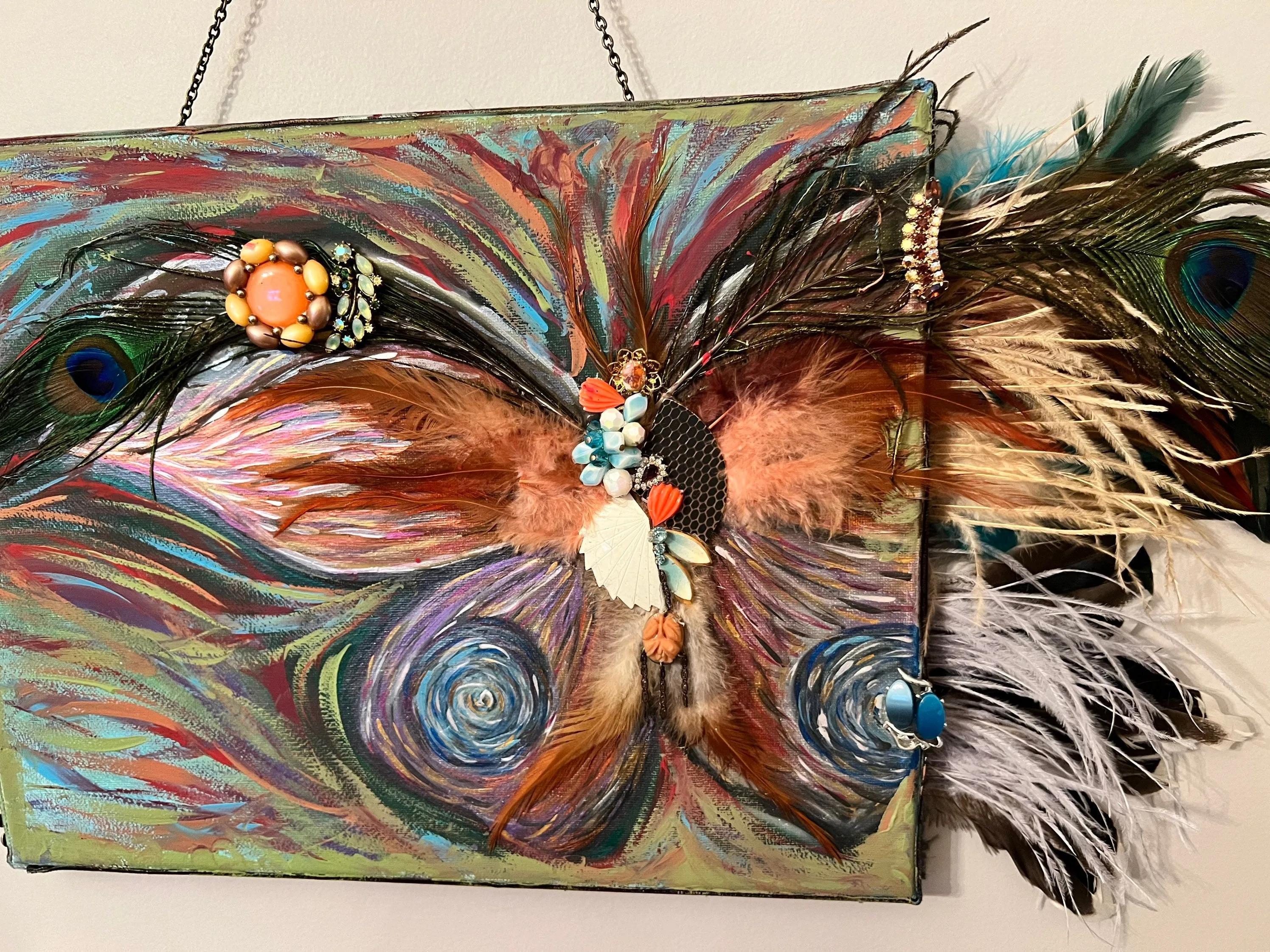 WALL ART - Fly Fly Butterfly Vintage Jeweled Mixed Media Wall Art