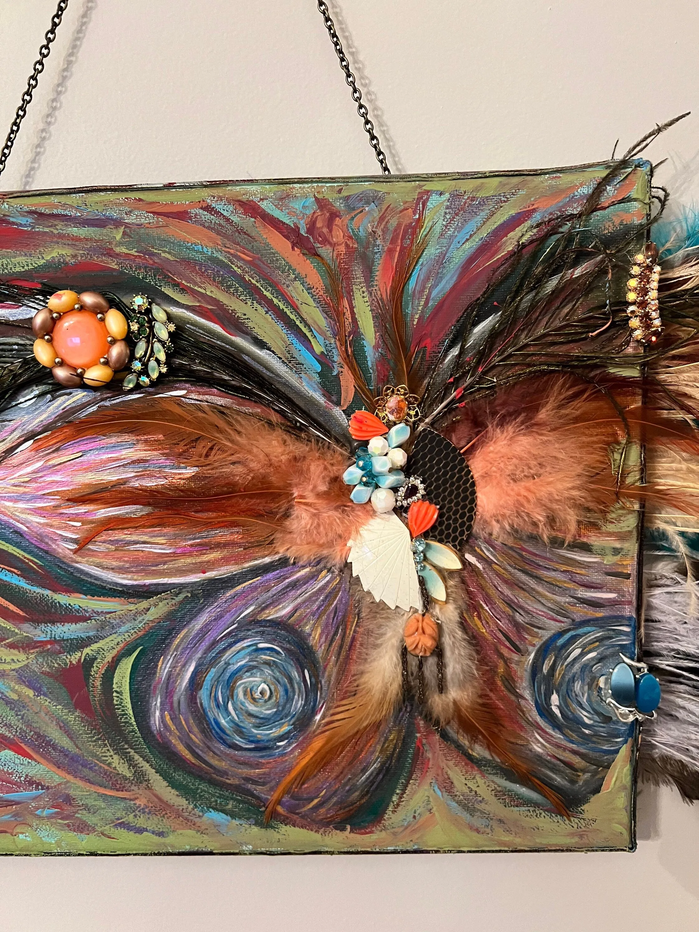 WALL ART - Fly Fly Butterfly Vintage Jeweled Mixed Media Wall Art