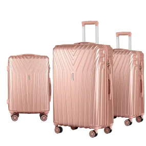 Wanderlite 3pc Luggage 20'' 24'' 28'' Trolley Suitcase Sets Travel TSA Hard Case Lightweight Pink