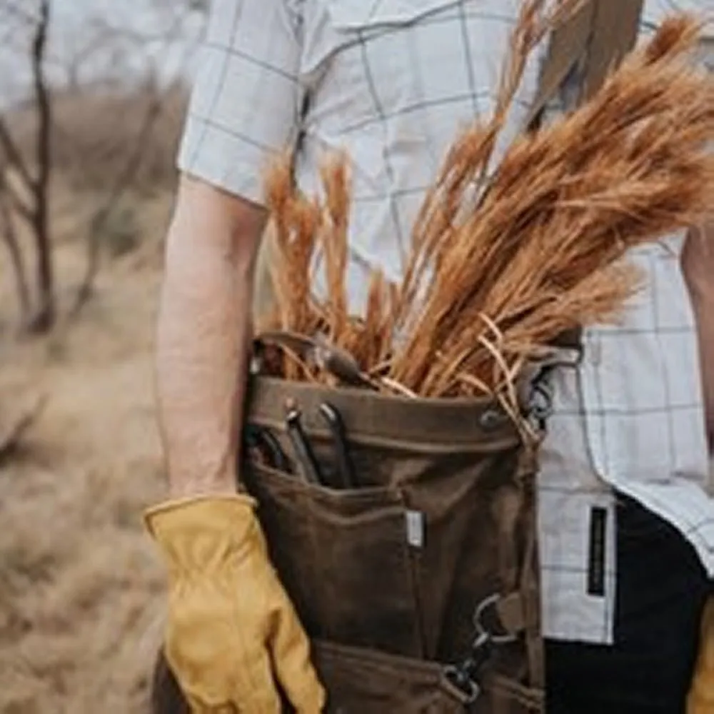 Waxed Canvas Gathering Bag - Dark Khaki