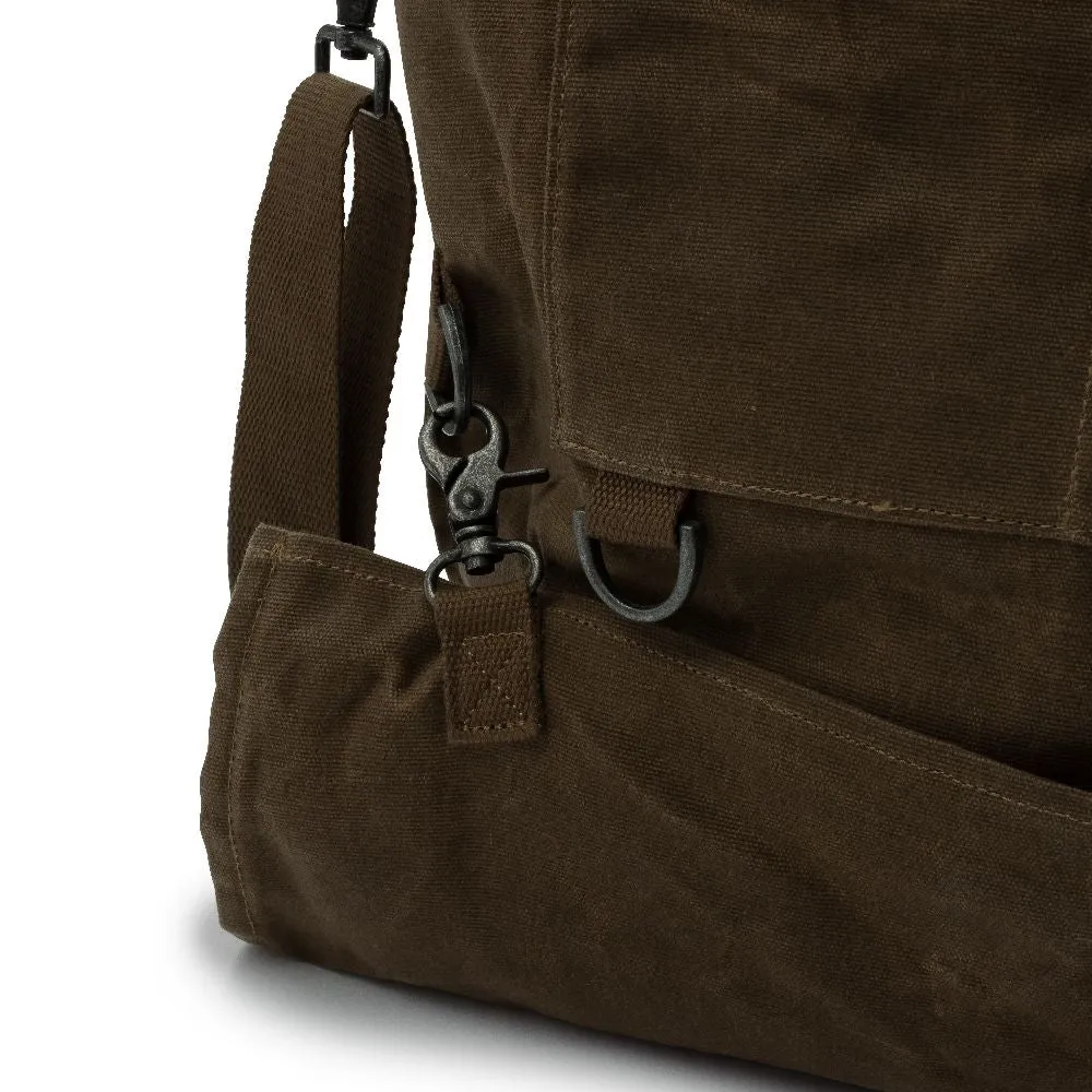 Waxed Canvas Gathering Bag - Dark Khaki