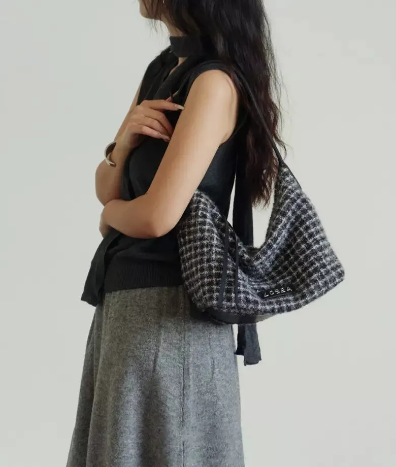 WHISPER plaid wool shoulder bag