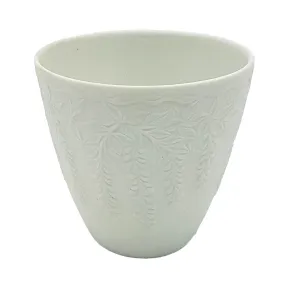 White Porcelain Tealight / Votive Holder - Wisteria Design