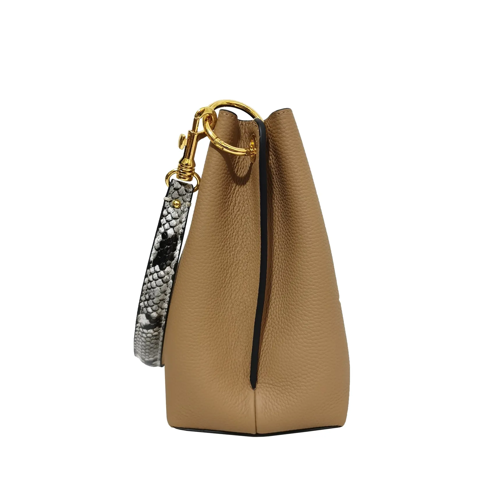 Women's genuine cowhide leather bucket bag