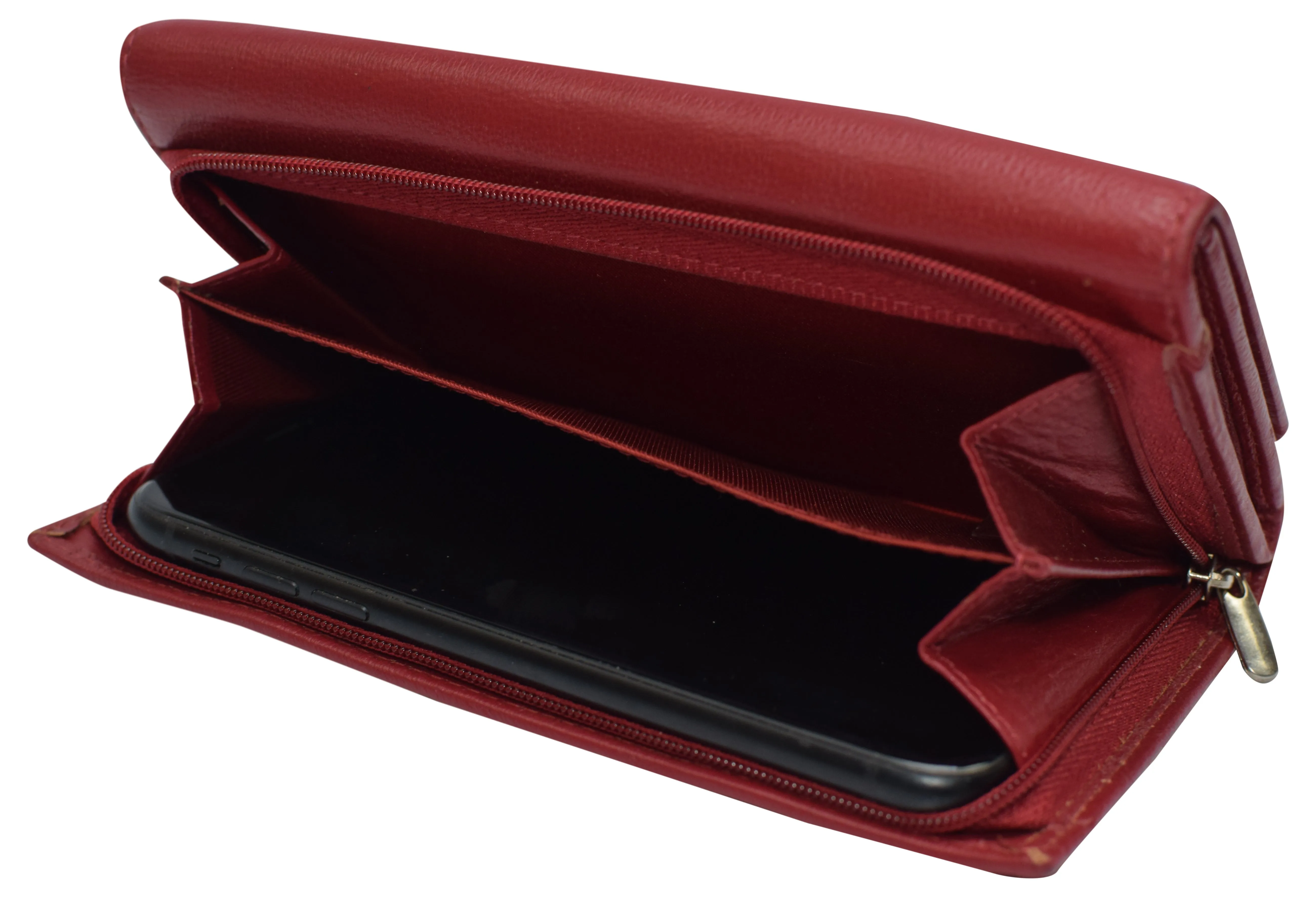 Womens RFID Genuine Leather Wallet Clutch Zip Around Checkbook Organizer for Ladies