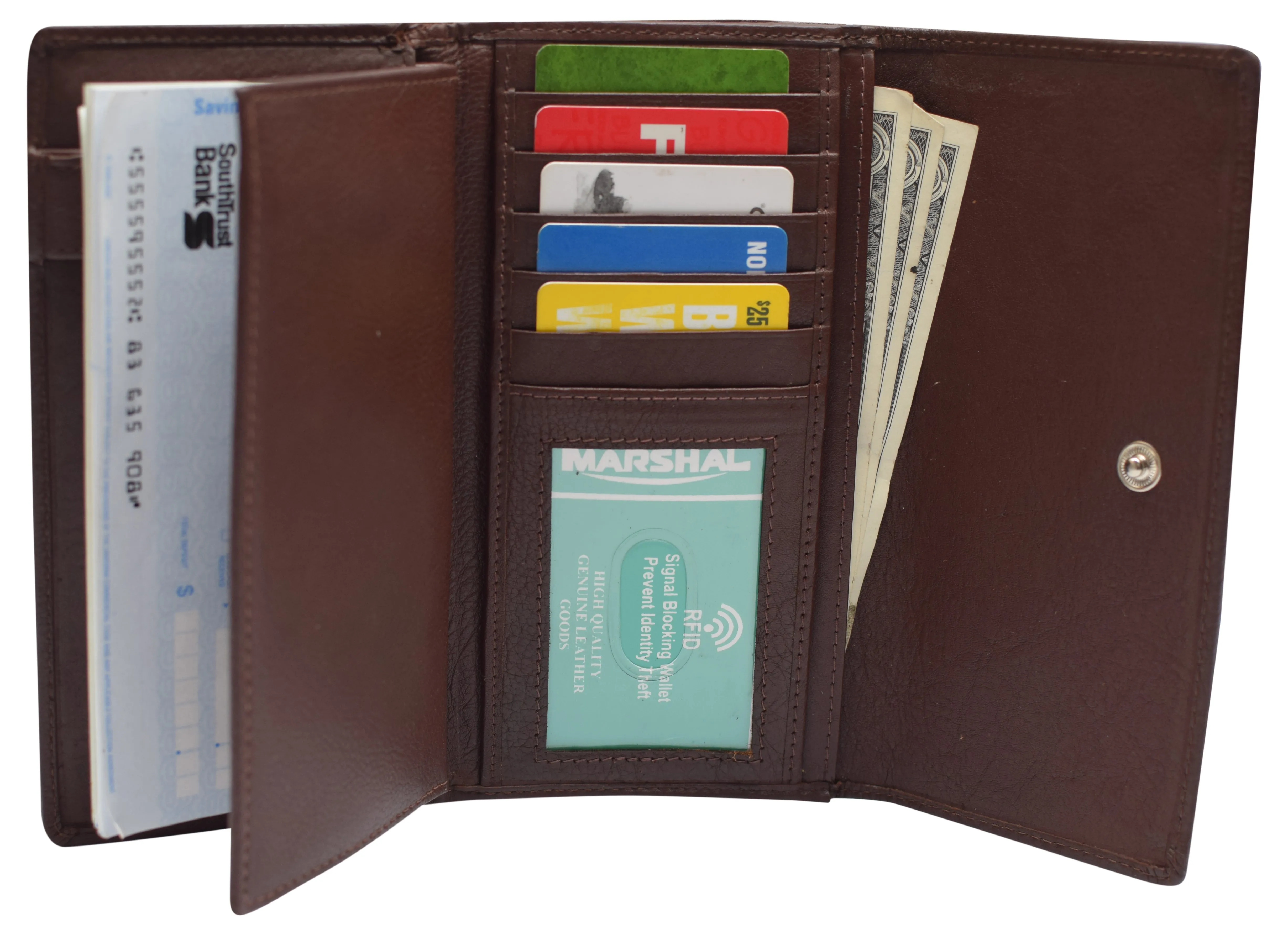 Womens RFID Genuine Leather Wallet Clutch Zip Around Checkbook Organizer for Ladies