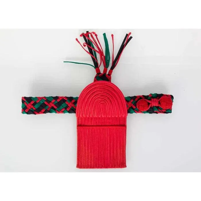 YVES SAINT LAURENT Red Green Passementerie Tassel Belt Bag Ysl, 1990s